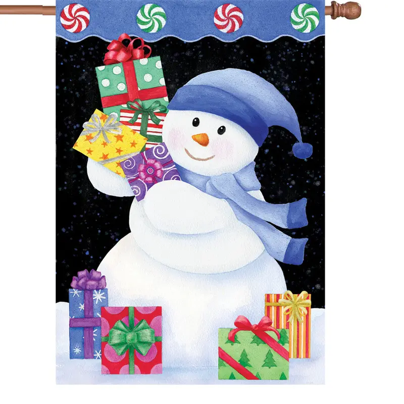 Snowman Presents 28-Inch Winter Holiday House Flag 1