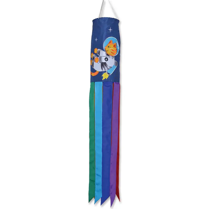 Space Cats Embroidered Applique Windsock – Whimsical Design 1