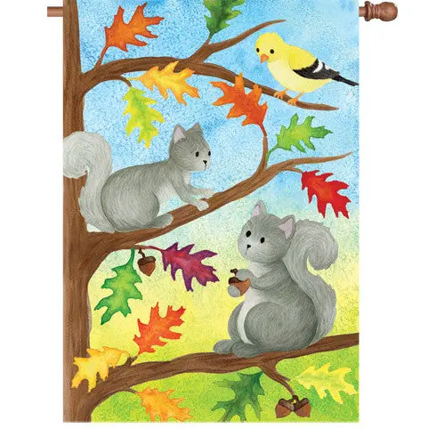 Squirrel Friends 28-Inch Whimsical Garden Flag 1