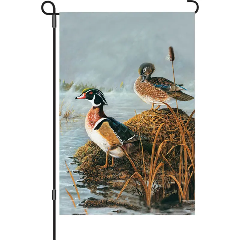 Steamy Wood Ducks 12-Inch Wildlife Garden Flag 1