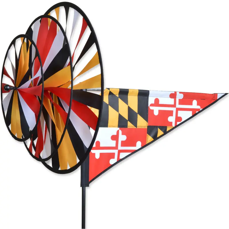 Triple-Spin Maryland Flag Wind Sculpture 1
