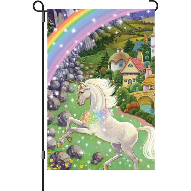 Unicorn 12-Inch Fantasy Garden Flag 1