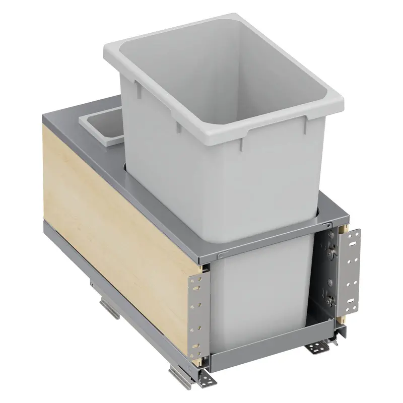 Vauth Sagel Envi® Planero® 35-Qt Under-Drawer Bottom-Mount Single Waste Bin + Storage Box With Soft-Close & Included Side Panels – Compatible With Min. 12" Face-Frame Or 13" Frameless Opening 1