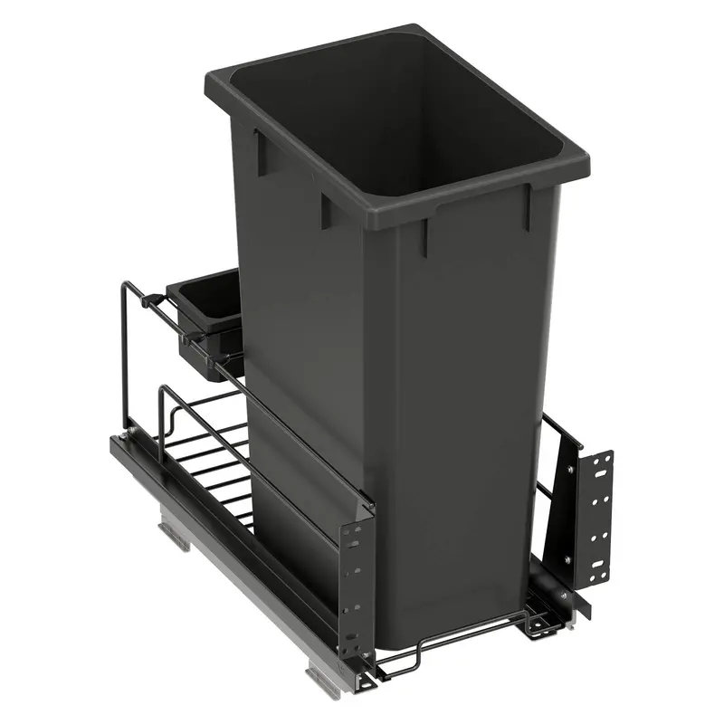Vauth Sagel Envi® Saphir 50-Qt Full-Height Bottom-Mount Single Waste Bin + Storage Box With Soft-Close – Designed For 12" Face-Frame Or 13" Frameless Cabinets 1