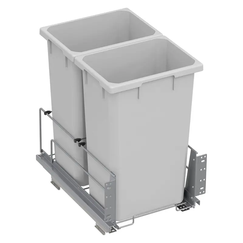 Vauth Sagel Envi® Saphir Flat-Packed 50-Qt Full-Height Bottom-Mount Double Waste Bin Pull-Out With Soft-Close – Fits Min. 15" Face-Frame Or 16" Frameless Opening 1