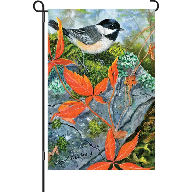 Virginia Creeper & Chickadee Garden Flag 1