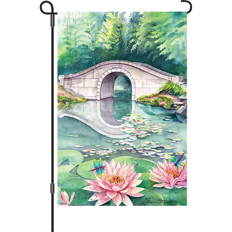 Waterlily Garden 12-Inch Pond-Themed Lawn Flag 1