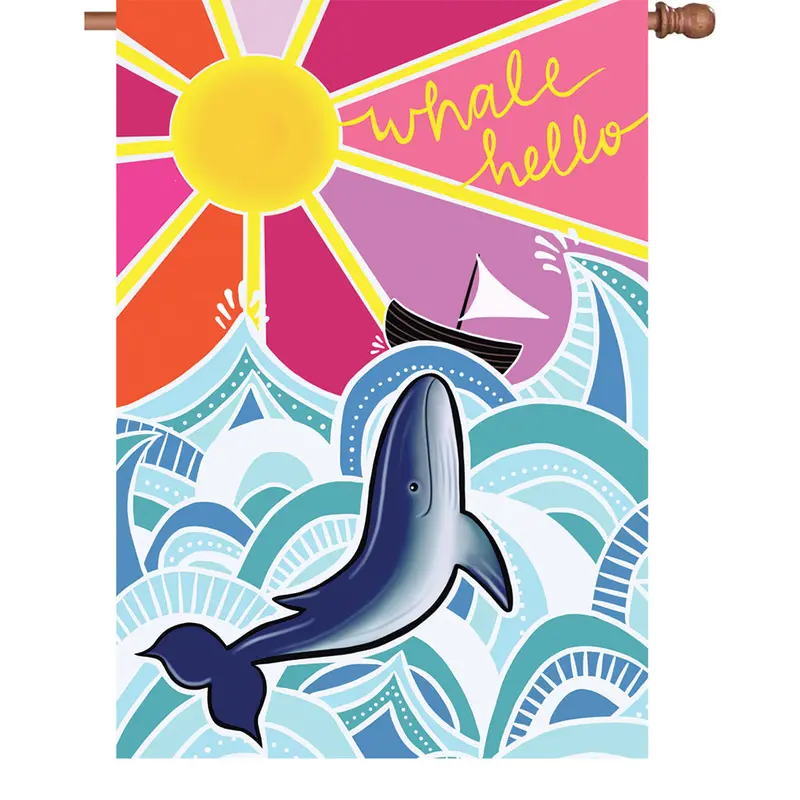 Whale Hello Garden Flag – 28-Inch Marine-Themed Outdoor Banner 1