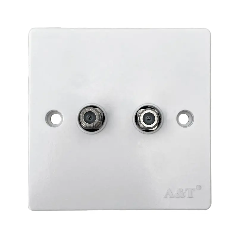 White Two-Gang Satellite F-Type Faceplate (Bs3041 Compliant) – Pack Of 10 1