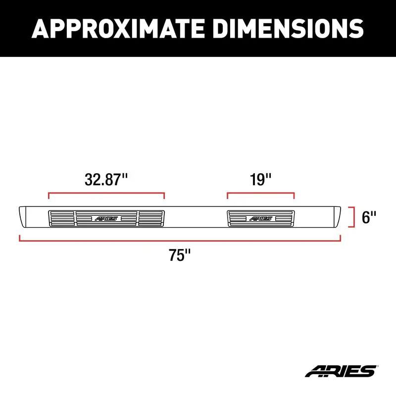 Aries 4445014 Oval Nerf Bars – 6 X 75-Inch Black Aluminum Steps For Select Dodge Ram 1500 Models 1